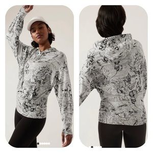 Athleta Balance Hoodie Sweatshirt in Eden Floral Grey - Women’s Small